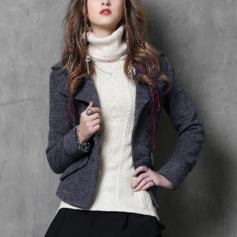 Модная новинка, Женская Толстая шерстяная Высококачественная зимняя куртка, женское тонкое шерстяное кашемировое пальто, кардиган, куртки для женщин