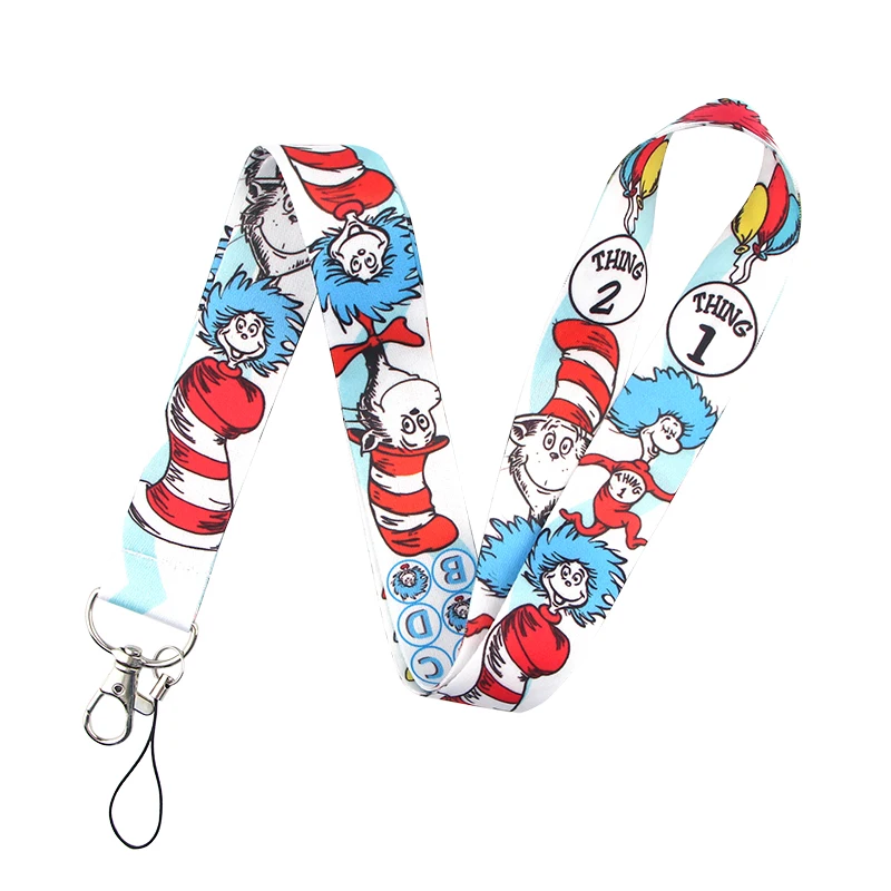 K844 Dr Seuss Hat Cat Детский шейный ремешок брелок для мобильного телефона держатель ID значок Веревка Брелок модные аксессуары