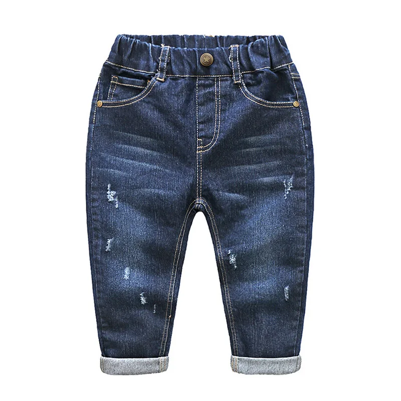 IENENS/От 2 до 7 лет; модные повседневные джинсы для мальчиков; брюки; джинсовые брюки для маленьких мальчиков; Детские узкие длинные брюки; одежда - Цвет: Синий