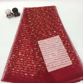 

Madison Embroidery African French Tulle Mes Lace Fabric with Sequins High Quality Nigerian Net Lace Fabric for Bridal Material