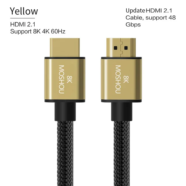 MOSHOU HDMI Cables 2.1 8K 60Hz 4K 120Hz 48Gbps bandwidth ARC Video 1m Cord for Amplifier TV High Definition Multimedia Interface 8K HDMI 2.1 Cables