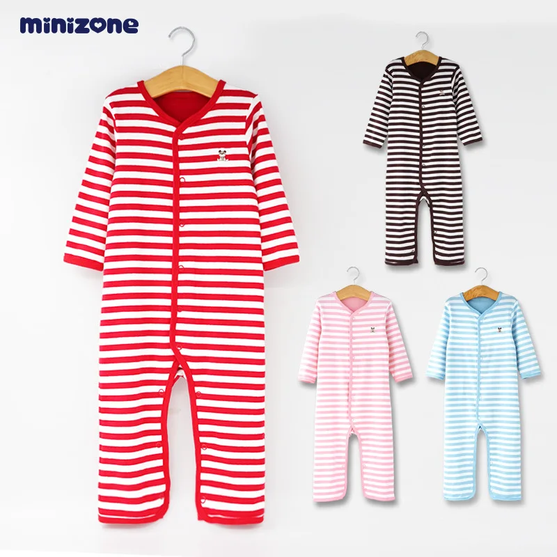 

[Minizone Baby Stripes Long Sleeve Onesie/Romper/BABY'S Jumpsuit]