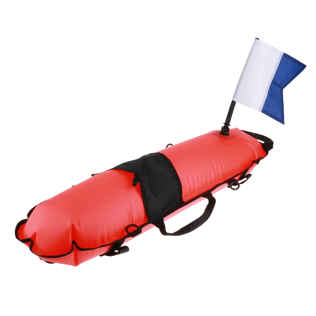 Pro Scuba Diving Inflatable Surface Marker Buoy Float with Dive Flag Snorkeling Freediving Safety Equipment