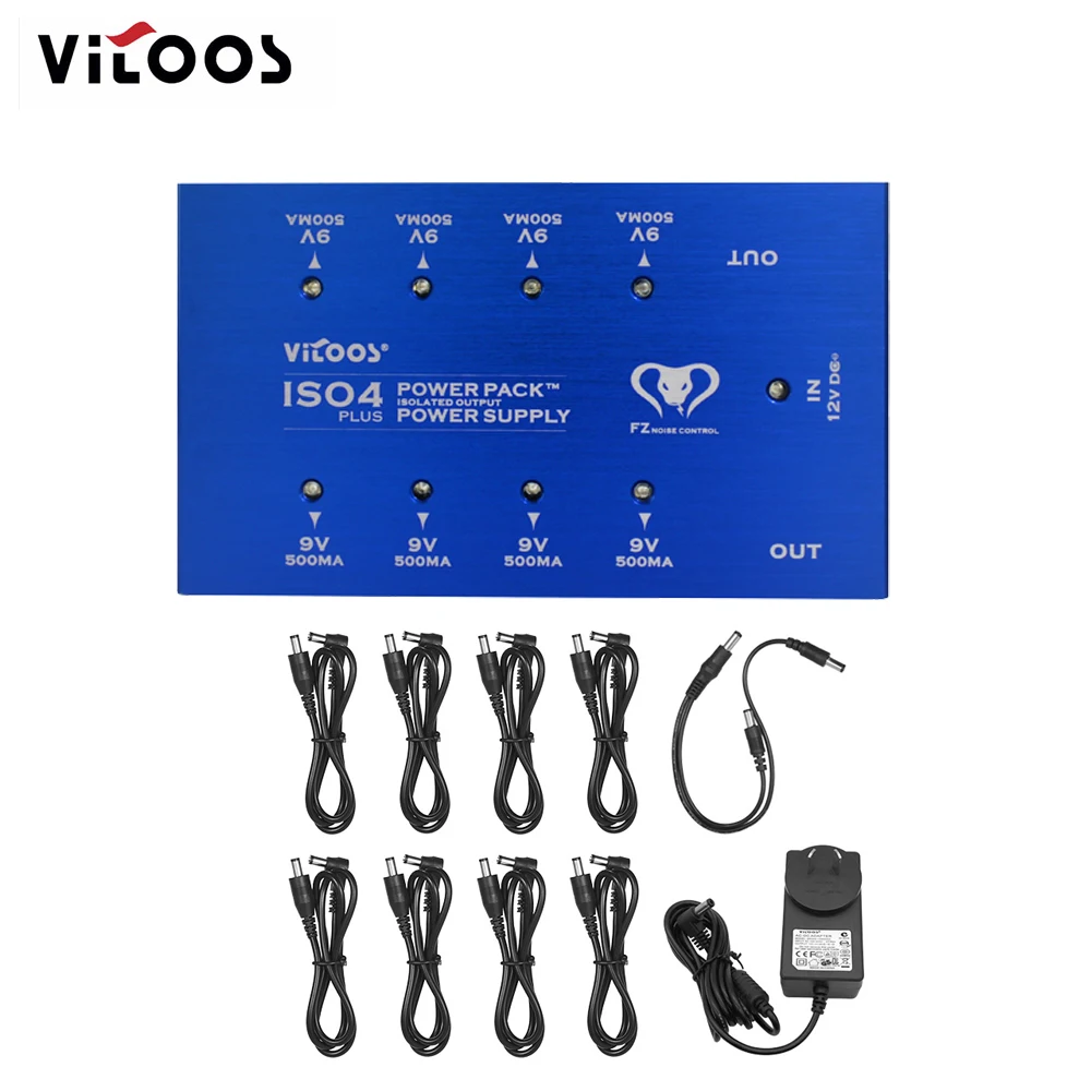 Blue US VITOOS ISO4PLUS гитарная педаль питания Блок питания станция 8 изолированных выходов Макс. 500мА для DC 9 в педаль аксессуары для гитары - Цвет: Blue US
