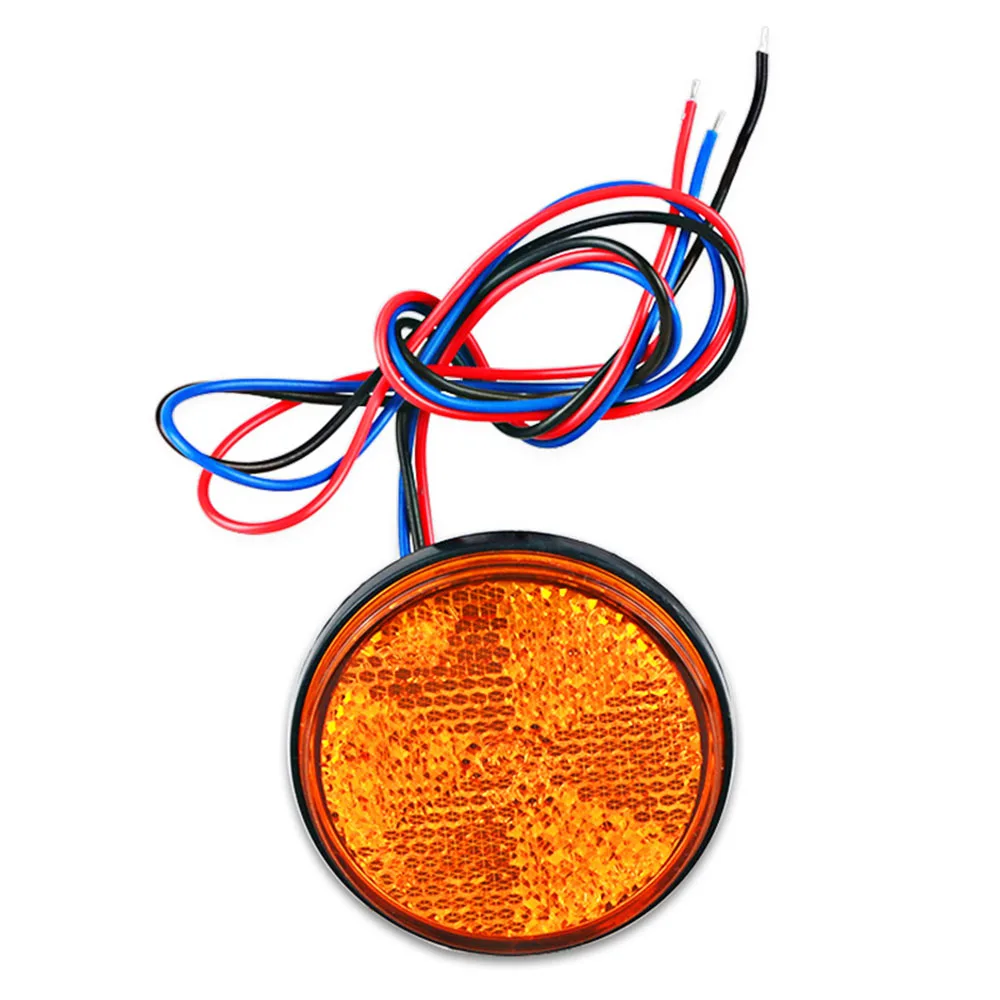 24 SMD светодиодный круглый сигнальный фонарь для мотоцикла, задний тормоз, сигнальный светильник, прямоугольный светодиодный фонарь для автомобиля, боковые сигнальные огни для грузовика - Испускаемый цвет: Цвет: желтый