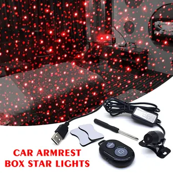

Galaxy Car Roof Projection Lamp Armrest Box Internal Atmosphere Star Light Universal Central Console Remote Control