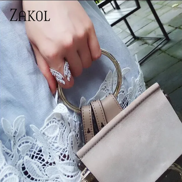 Open-Ring Wing ZAKOL Zircon Wedding-Jewelry Crystal Dazzling Fashion Women FSRP188 White-Color