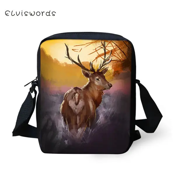 CDWX3901E ELVISWORDS комплект из 3 предметов, детский школьный рюкзак, художественная фантазия, принт оленя, школьные сумки для книг, студенческий рюкзак/мешок с закрылками/Сумка для ручек - Цвет: CDWX3901E