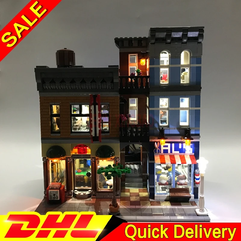

LP 15011 DIY LED Light MOC City Street Detective's Office House Model Building Blocks Set Bricks LPings toys Clone 10246