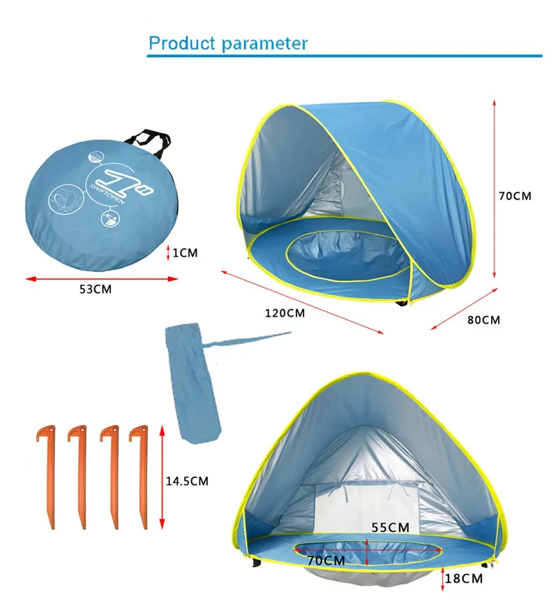 Детский пляжный тент защита открытый тент водонепроницаемый всплывающий Тент Палатка Открытый Кемпинг складной тент удобно носить с собой