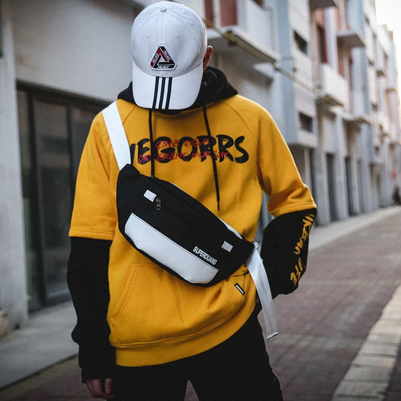

Man And Woman Waist Bag Fanny Pack Street Style Banana Bags Hip Hop Packs Black Oxford Cloth Crossbody Bag Leisure Chest Pack