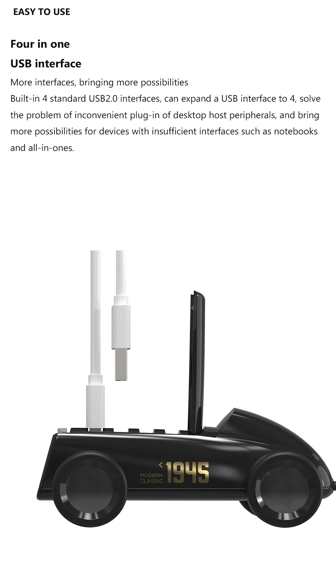 Xiaomi Bcase винтажный Автомобильный дизайн USB 2,0 концентратор разветвитель расширитель адаптер 4 порта Hab для телефона/U диск/беспроводная мышь/usb зарядка