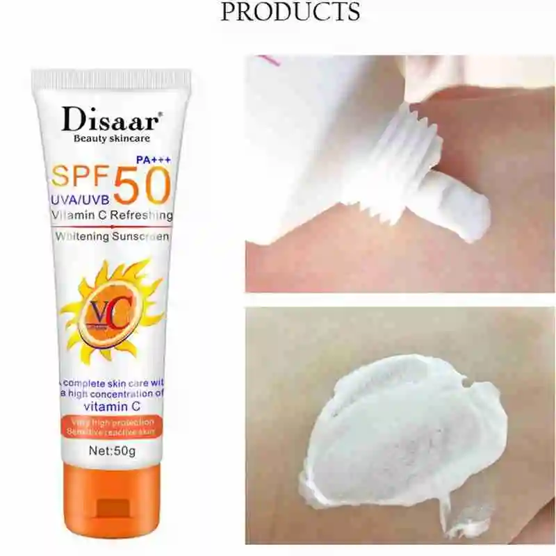 SPF 50 Sunscreen Cream Waterproof Vitamin C Oil Control 50g Sunblock Protection Face Care Whitening Sunscreen Sun Skin