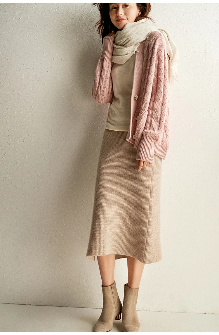 FRSEUCAG осень-зима новая кашемировая юбка женская вязаная однотонная Длинная тонкая сумка Хип дикая шерстяная юбка теплая и уютная распродажа