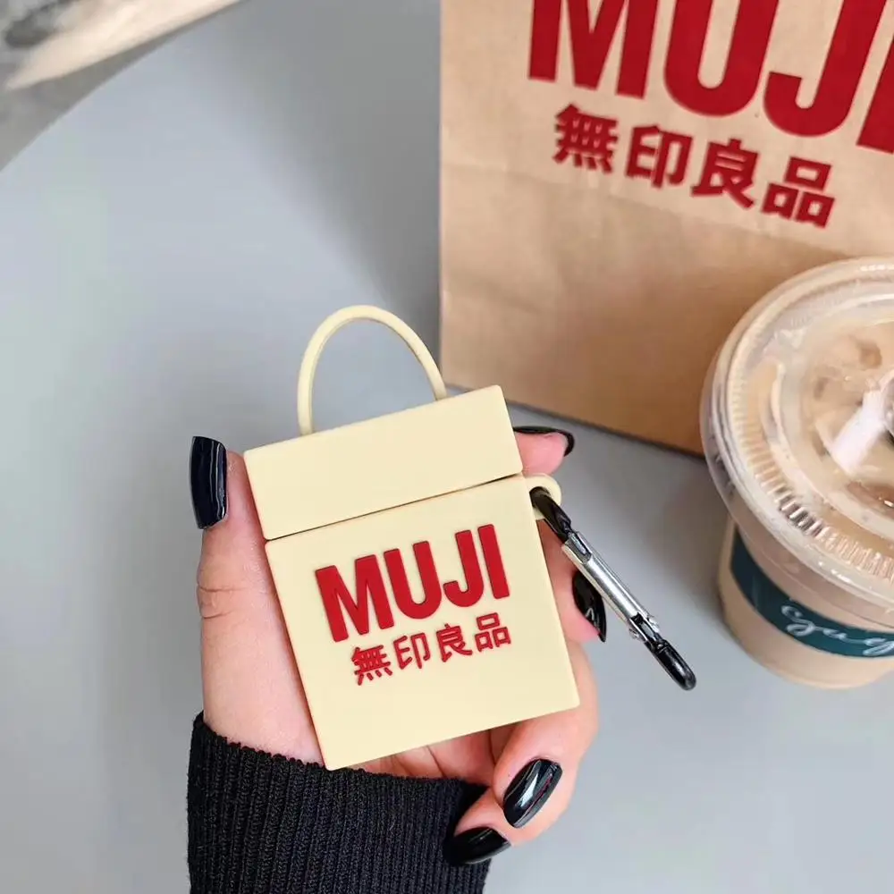 3D бренд MUJI модная сумка беспроводная Bluetooth гарнитура силиконовый чехол для Airpods Earphne защитный противоударный чехол s - Цвет: A
