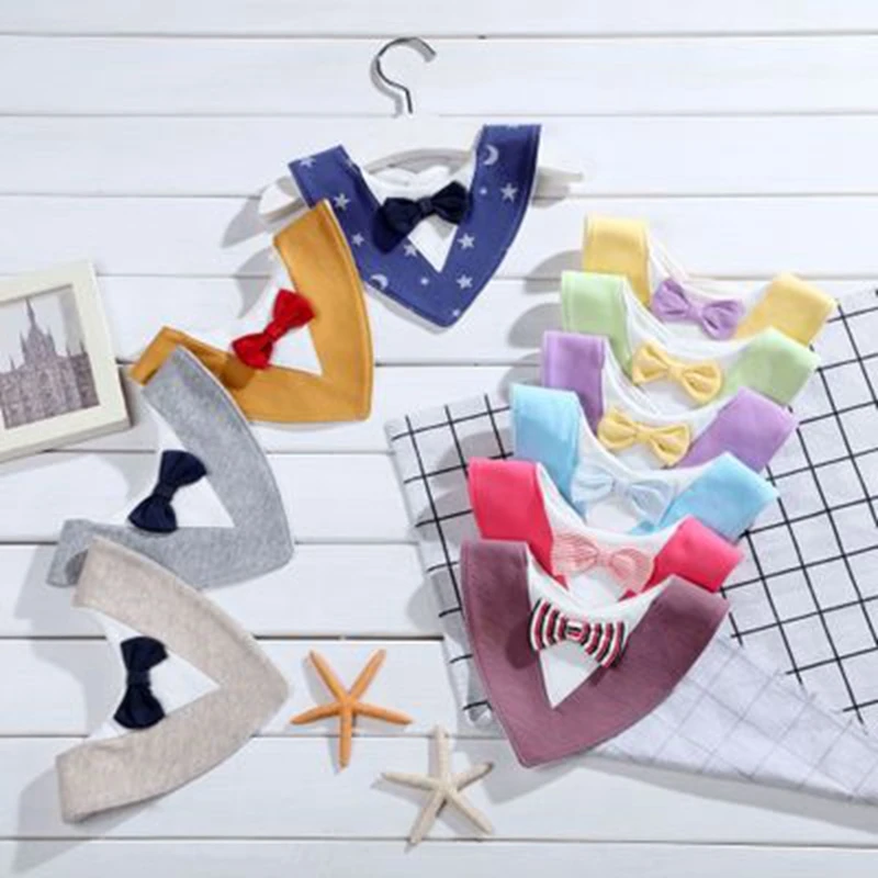 Children Bib Baby Saliva Drooling Towel Cotton Waterproof Gentleman Bow Tie Triangle Scarf Baby Stuff