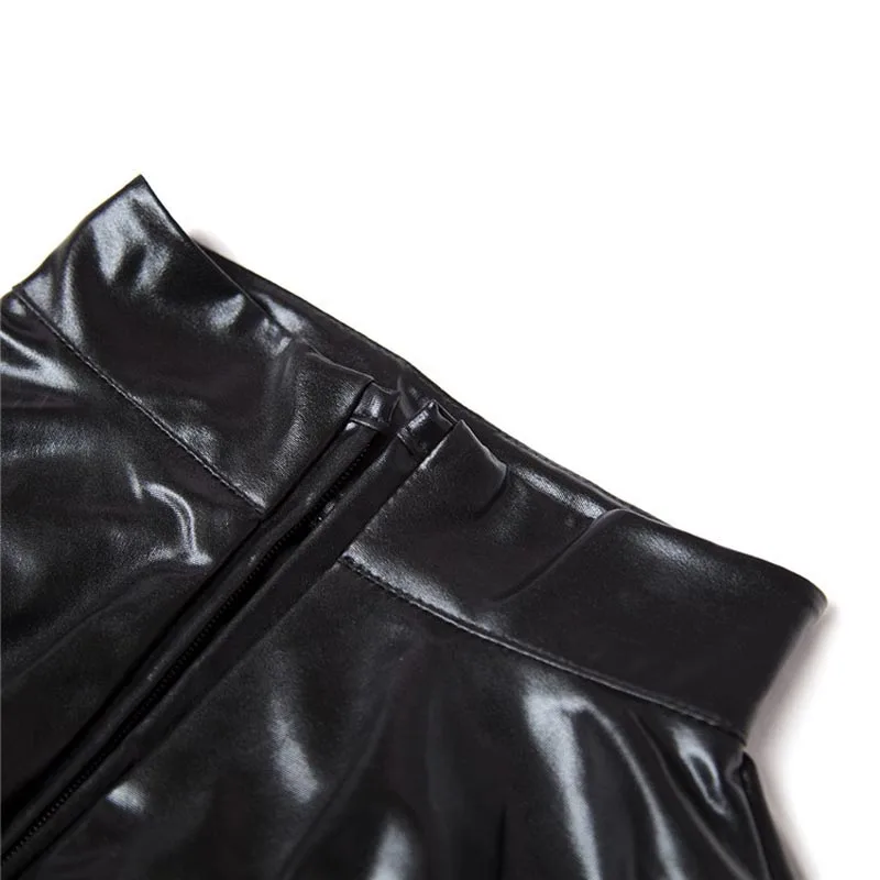 Men Long Zipper Faux Leather Wet Look Bodysuit Shiny Full Body Jumpsuit Catsuit Fetish Costume Plus Size