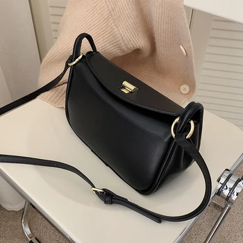 

с доставкой Small Solid Color PU Leather Shoulder Bags For Women 2021 winter Simple Handbags and Purses Female Tote Bags