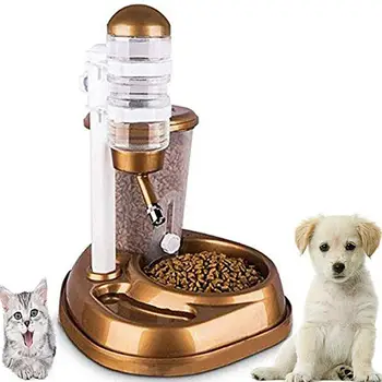 

2 In 1 Pet Cat Dog Automatic Feeder With Large Capacity Water Fountain Food Bowls And Water Bottle Dispenser For Dog Cat Rabbit