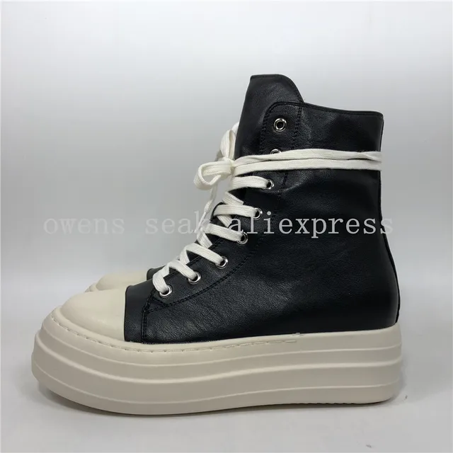 Owen Seak Women Canvas Shoes Luxury Trainers Platform Boots Lace Up Sneakers Casual Height Increasing Zip High-TOP Black Shoes 3