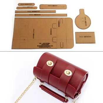 

1Set DIY Kraft Paper Template Shoulder Bags Cylinder Bag Crossbody Bag Leather Craft Pattern DIY Stencil Sewing Pattern 20*10cm