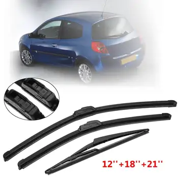 

For Renault Clio MK2 Hatch 1998-2017 3Pcs 21''+18''+12'' Front and Rear Windshield Windscreen Wiper Blades #WIPERA017155