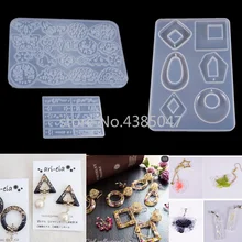 DIY кулон серьги разнообразие коллекция круглые квадратные овальные цельные пластины Ювелирные Изделия декоративные силиконовые формы