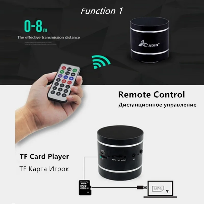 Vibração de Metal sem Fio Adin Bluetooth Alto-falante Rádio fm Alta Fidelidade Graves 3d Estéreo Surround tf Subwoofer Alto Falantes Controle Remoto 15 w - Image 2