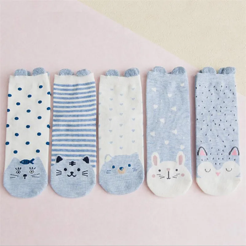 Новое поступление женские милые носки с принтом 5 пар/упак. Осень-Зима цветные хлопковые носки femme и женские смешные короткие носки