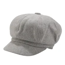 Однотонная Вельветовая женская шапка для художника, винтажная восьмиугольная женская зимняя шапка, берет, кепка для корейского художника, головной убор для газетчика