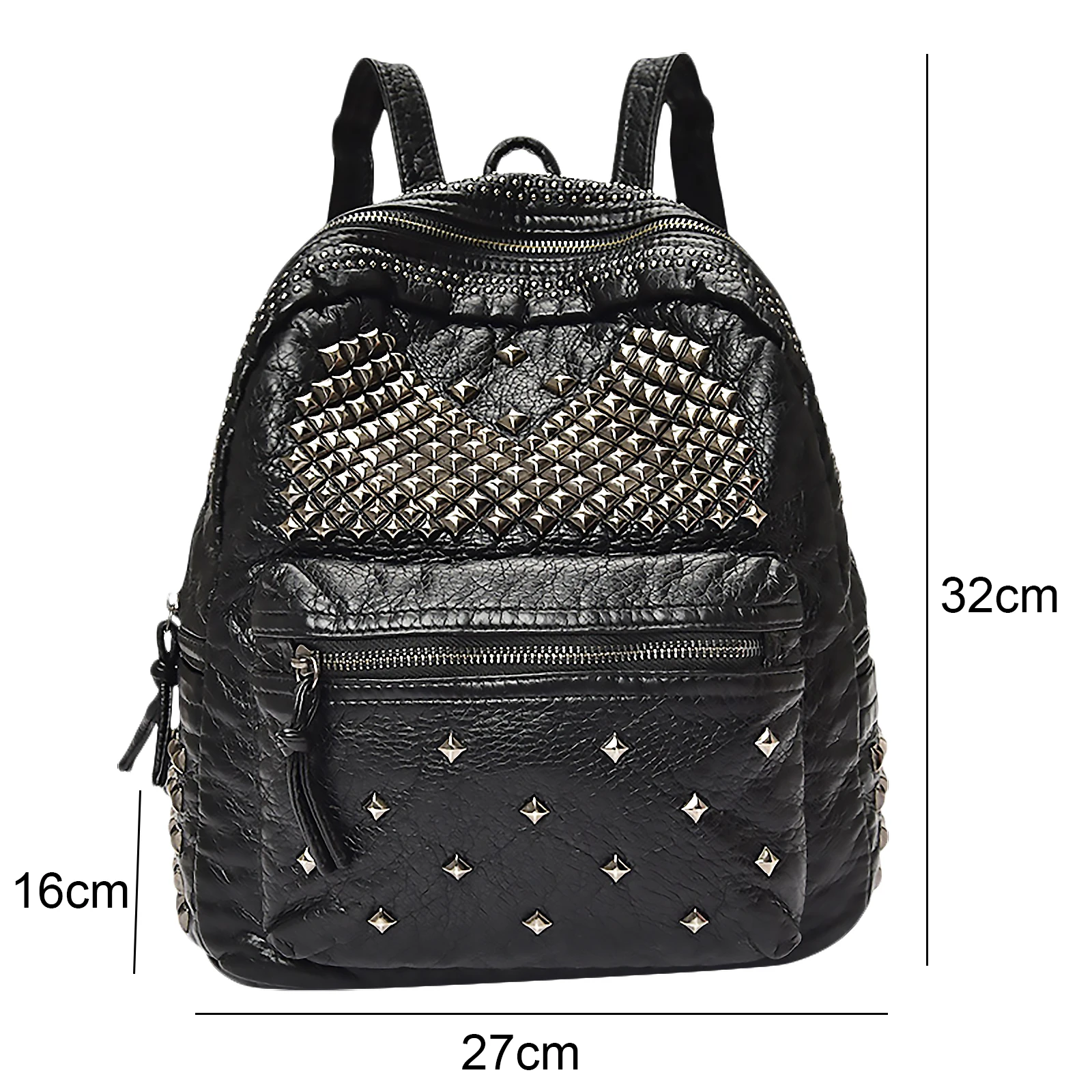 Casual Girls Shoulder Backpack Creative Rivet Studded Design Large Capacity Handbag Travel Shopping Student School Bags Rucksack