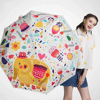 

Clear Umbrella Rain Women Anti Uv Triple Sunscreen Cloth Colorful Folding Kid Umbrella Rain Cute Schirm Rain Umbrellas 50D0103