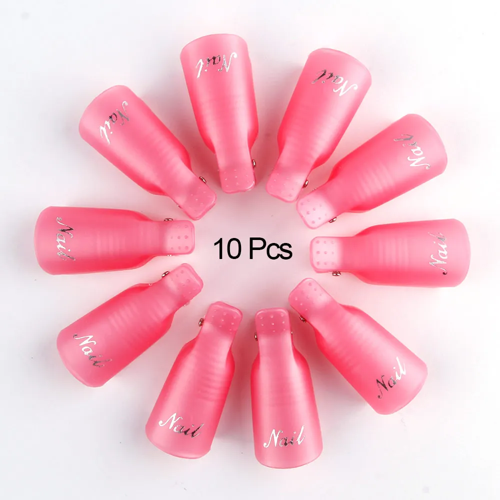 Hot Sale Nail Polish Remover Nail Wipes Cleaning Gel Lint Free Paper Manicure Cotton Degreaser Napkins Wrap Nail Art Tool - Color: 10Pcs Pink