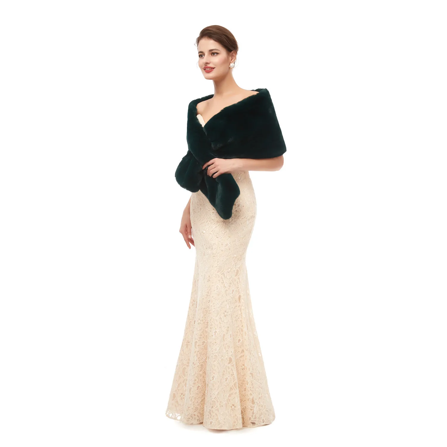 pj19133 H& S BRIDAL, зимняя теплая шаль из искусственного меха для невесты, болеро, 10 цветов, накидка-палантин для свадьбы, вечеринки - Цвет: pj19133