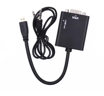 

100pcs/lot micro HDMI to VGA with Audio Cable For HD HDTV PC Laptop Notebook Monitor