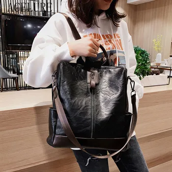 

ACELURE Fashion High Quality PU Leather Women Backpack Multifunction Soft High Capacity Back Pack for Female Big School Bags