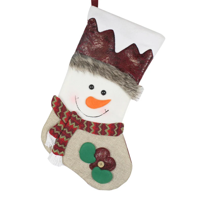 Рождественский Санта-Клаус, снеговик, лось, чулки, украшения, подарки, чулки, нетканый материал, рождественские чулки
