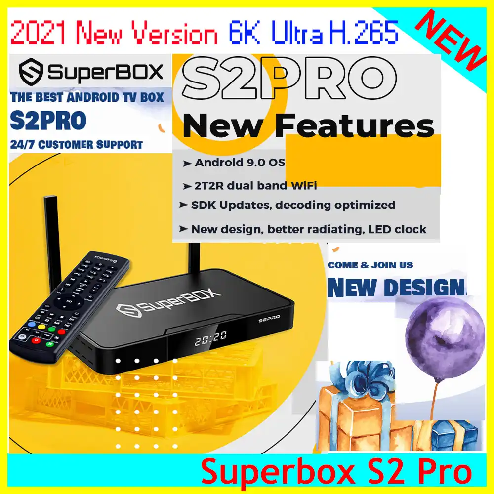 Новейшая модель 2021 года стабильная смарт приставка superbox s2pro 2 ГБ + 16 Гб 6k ultra H.265 для
