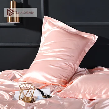 

Liv-Esthete Women 100% Satin Silk Envelope Pillowcase Silky Healthy Standard Queen King Pillow Cover For Beauty Free Shipping