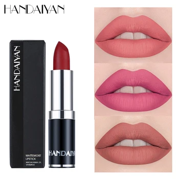 

12 Colors Matte Lipstick Nude Waterproof Velvet Lip Stick Sexy Pumpkin Color Red Brown Pigments Makeup Beauty Lips maquiagem