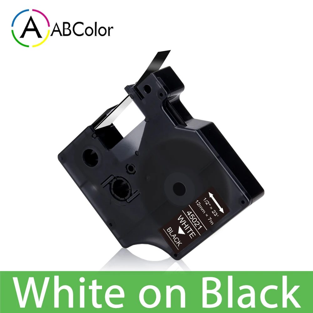 Premium Black on White Label Tape, 12mm,