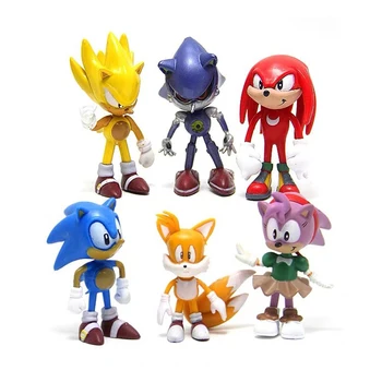 

6Pcs/Set The Hedgehog Sonic Action Figure Toy Sonic Shadow Tails PVC Action Figure Model Dolls Children Gift Toys