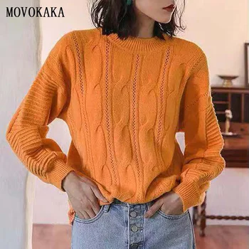 

New Angola Knitted Sweater Women Twist Sweater Female Plus Size Pullover Hollow Sweater Women Winter Jumper Woman Knit Pullovers