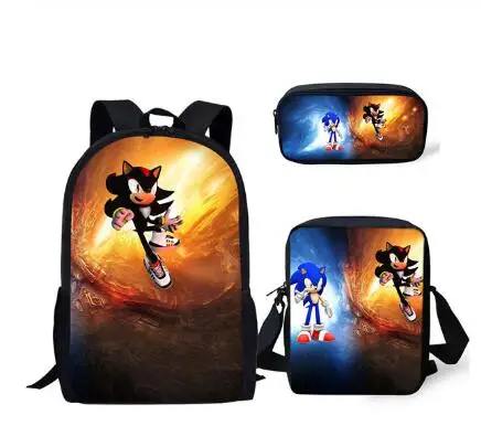 photo color Мода 3 шт./компл. рюкзак Горячая игры Sonic зубная щётка 4 с рисунком ежа школьные рюкзаки для студентов с рисованным аниме для подростков книга-в комплекте с набором подходящих сумок - Цвет: photo color