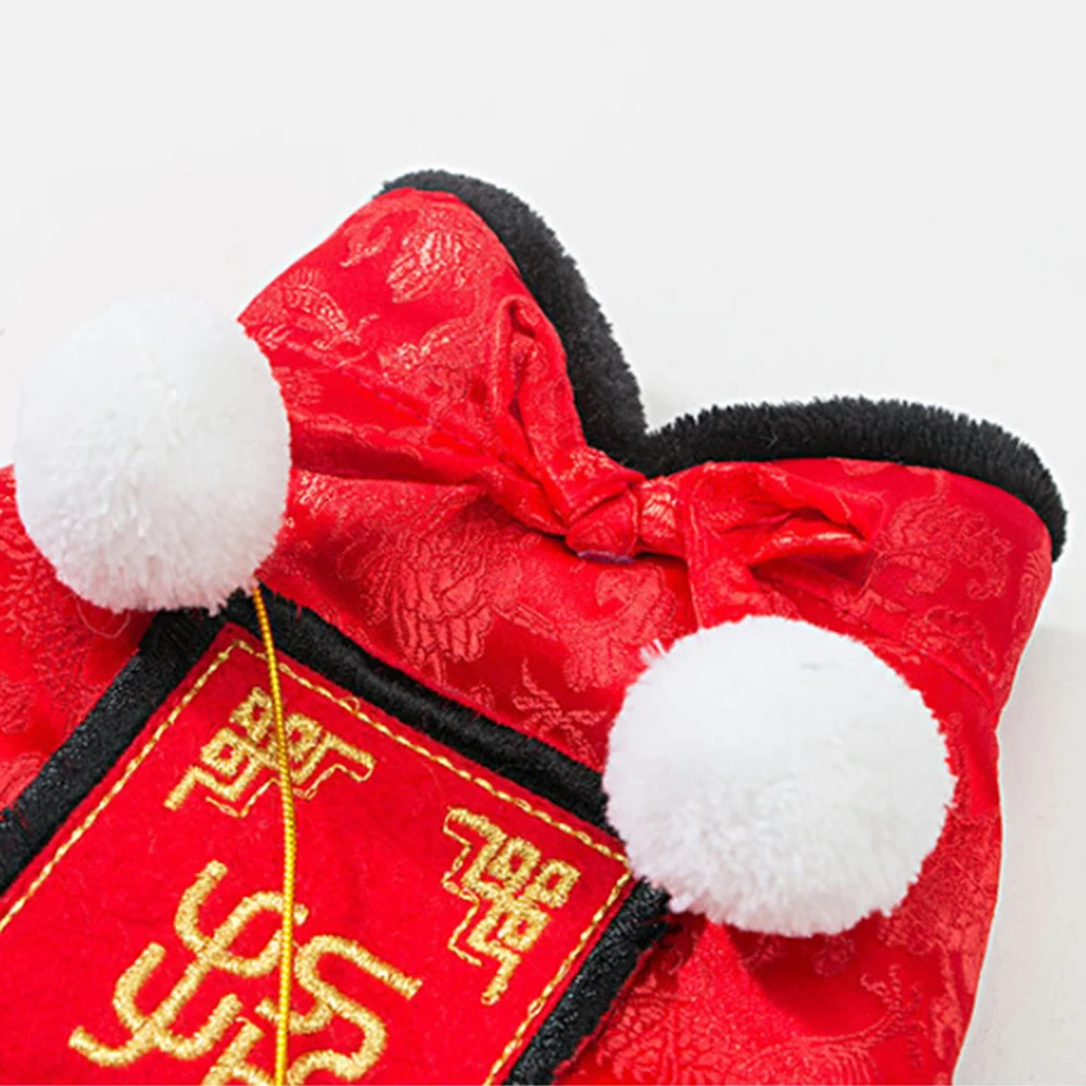 Одежда для домашних животных, котов одежда на год Детский костюм для вечеринок в стиле китайской династии Тан красного цвета осенне-зимние модели плюс бархат, чтобы Утепленная одежда пальто праздничный