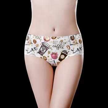

White Coffee Ice Sexy Underwear, Printed Women's Briefs Wholesale