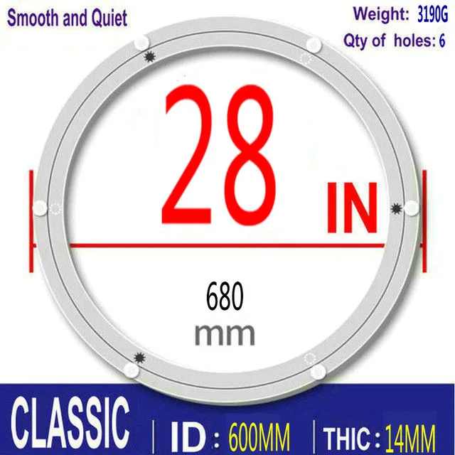 HQ 4-40INCH CLASSIC Thicken Aluminium Alloy Swivel Plate Lazy Susan Turntable Dining Table Swivel Plate for Kitchen Furniture 28INCH 68CM OD