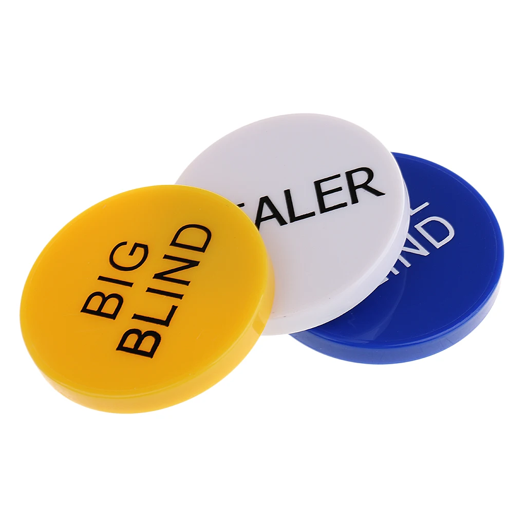 Durable Small Blind+Big Blind+Dealer Button Set for Party Casino Game Props 1.96inch Pack of 3