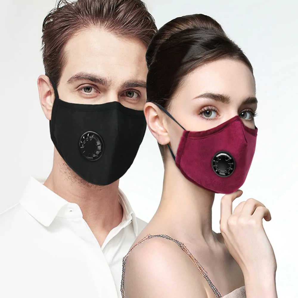 

2pcs Respiratory Dust Mask Anti-fog Haze Dust Activated Carbon Filter Pm2.5 3D Cropped Breathable Valve Mouth Mask