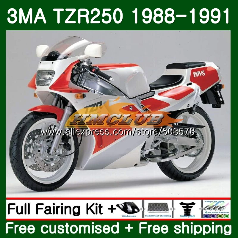 Корпус для YAMAHA TZR-250 3MA TZR250 1988 1989 1990 1991 121CL. 21 красный, белый TZR250RR TZR250 RS YPVS ТЗР 250 88 89 90 91 обтекатель